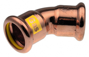 ŁUK KOLANO 45st. fi.15 PRASA COPPER GAS KAN THERM