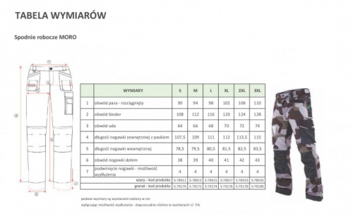 SPODNIE MORO ODPINANE 'XXL' STALCO PREMIUM