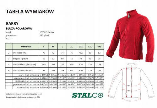 POLAR ROBOCZY MĘSKI 'BARRY' CZERWONY 'XXXXL' STALCO