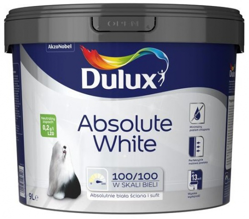 EMULSJA BIAŁA ABSOLUTE WHITE 9L DULUX