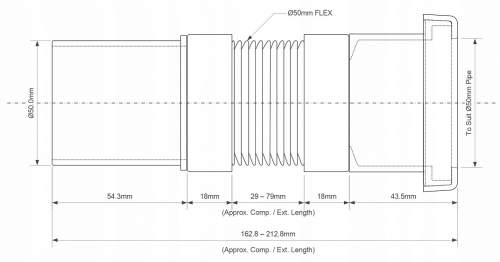 ZŁĄCZKA MONTAŻOWA 50X50 MUFOWA HARMONIJKOWA KRÓTKA [MCALPINE]