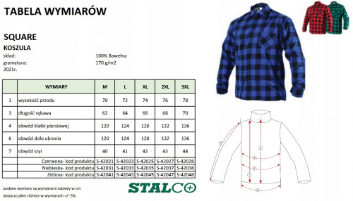 KOSZULA FLANELOWA 'SQUARE' CZERWONA 'M' STALCO