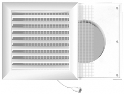 KRATKA WENTYLACYJNA 14X14 Z ŻALUZJĄ I SIATKĄ ŚR.100