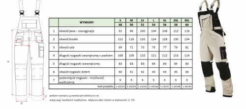 SPODNIE OGRODNICZKI PIASKOWE 'SUMMER LINE' 'LS-52'