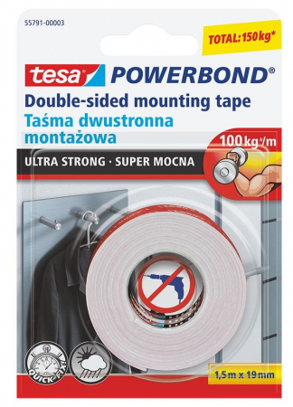 TAŚMA TESA POWERBOND DWUSTRONNA MONTAŻOWA 1,5MX19MM