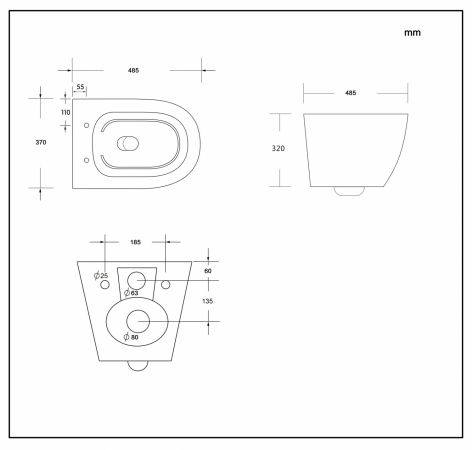 MISKA WC WISZĄCA BEZKOŁNIERZOWA Z DESKĄ DESNA KUCHINOX