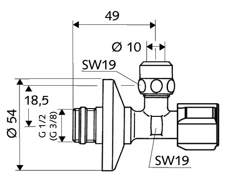 ZAWÓR KĄTOWY GRZYBKOWY 1/2'x3/8' Z FILTREM COMFORT SCHELL