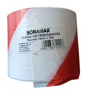 TAŚMA OSTRZEGAWCZA BIAŁO-CZERWONA 75/100m [BORAMAX]