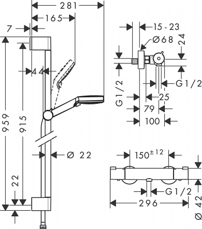 ZESTAW PRYSZNICOWY VARIO COMBI 1001 CL Z TERMOSTATEM HANSGROHE