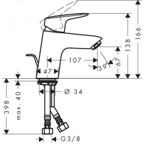 BATERIA UMYWALKOWA JEDNOUCHWYTOWA 'LOGIS 70' CHROM [HANSGROHE]