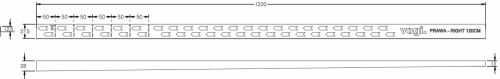 LISTWA SPADKOWA 120CM PRAWA CZARNA [VOGI]