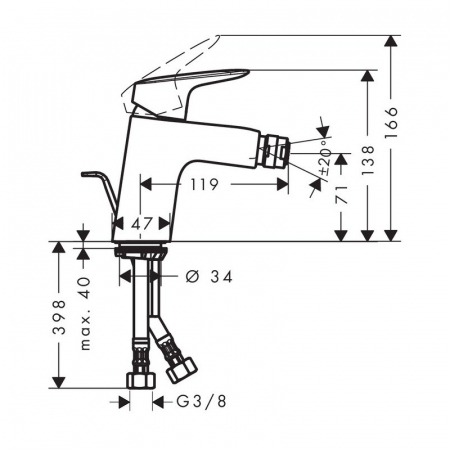 BATERIA BIDETOWA LOGIS HANSGROHE WYS 138MM