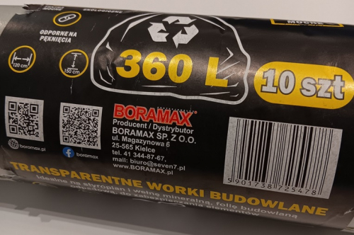 WORKI BUDOWLANE TRANSPARENTNE 360L 10 SZT. [BORAMAX]