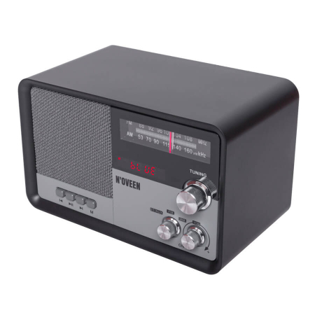 RADIO KUCHENNE RETRO CZARNE, Z WBUDOWANYM AKUMULATOREM, BLUETOOTH [NOVEEN]