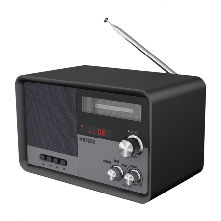 RADIO KUCHENNE RETRO CZARNE, Z WBUDOWANYM AKUMULATOREM, BLUETOOTH [NOVEEN]