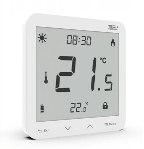 STEROWNIK POKOJOWY DWUSTANOWY ST-297z v3 PRZEWODOWY ZASILANY 230V PODTYNKOWY BIAŁY TECH