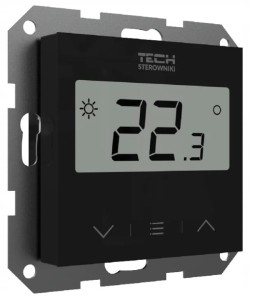 STEROWNIK POKOJOWY F-2z v2 BEZPRZEWODOWY DWUSTANOWY DO SYSTEMÓW RAMKOWYCH CZARNY TECH