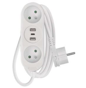 PRZEDŁUŻACZ 1,4M 2G + 2×USB-A+1xUSB-C BIAŁY [EMOS]