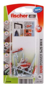 KOŁEK UNIWERSALNY Z HAKIEM PROSTYM DUOPOWER 5X25 WH K NV FISCHER