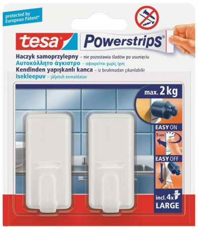 HACZYK SAMOPRZYLEPNY TESA POWERSTRIPS (2SZT) 58010 PROSTOKĄT