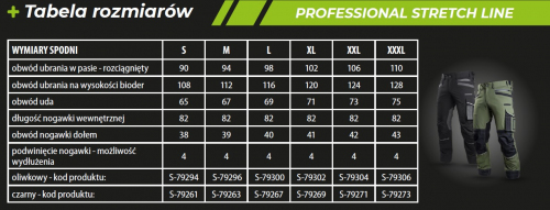 SPODNIE ROBOCZE DO PASA 'STRETCH LINE' CZARNE 'XL-56' STALCO POWERMAX