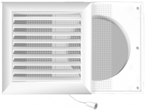 KRATKA WENTYLACYJNA 14X14 Z ŻALUZJĄ I SIATKĄ ŚR.125