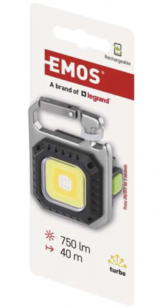 MINI LATARKA LED MAGNES BRELOK, 750 LM, ŁADOWALNA [EMOS]